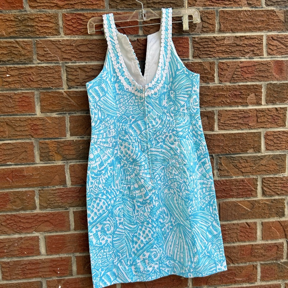 Lilly Pulitzer Valli stretch shift dress Succulent Blue Sea Cups size 2 - Picture 4 of 5